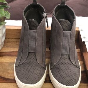 MIA Bootie Sneaker Hidden Wedge-Gray Faux Suede
